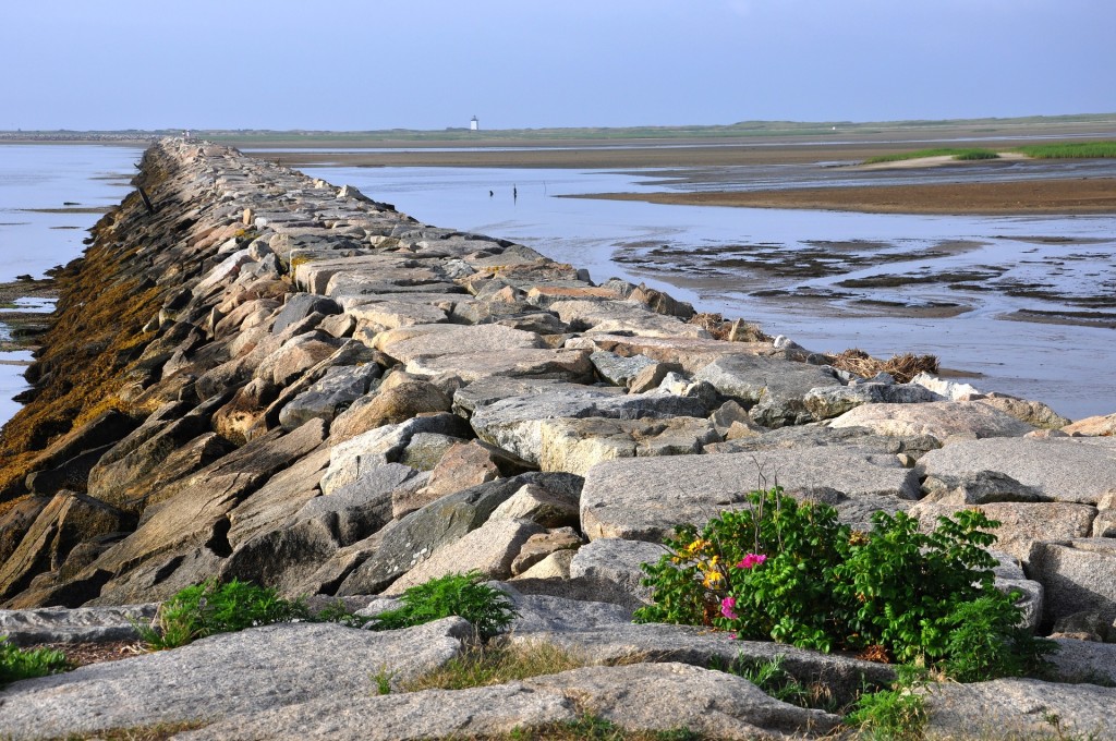 The breakwater in Provincetown stretches a mile-long, offering protection to the inner harbor.